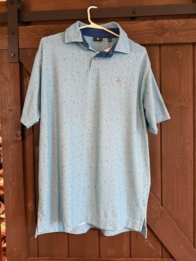 FootJoy Light Blue Speckled Polo Shirt Size: M